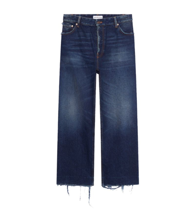 Balenciaga Distressed Cropped Jeans In Blue