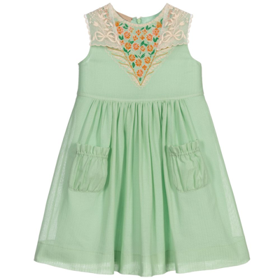 Gucci Kids' Girls Green Cotton Dress