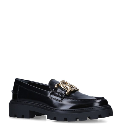 Tod's Leather Lug-sole Loafers In Black