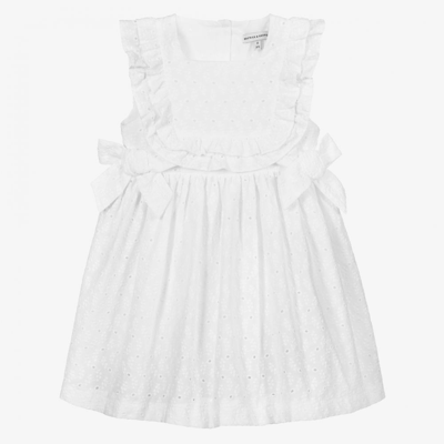 Beatrice & George Babies' Girls White Broderie Anglaise Dress