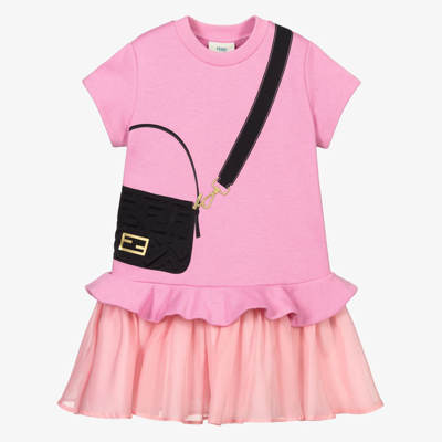 Fendi Babies' Girls Pink Baguette Bag Dress