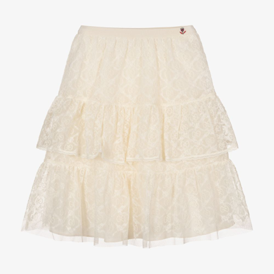 Gucci Babies' Girls Ivory Lace Gg Logo Skirt