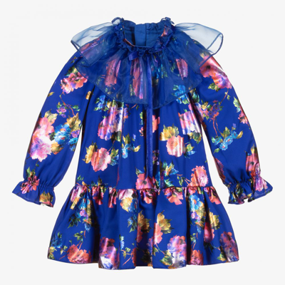 Childrensalon Occasions Kids' Girls Royal Blue Floral Crêpe Dress