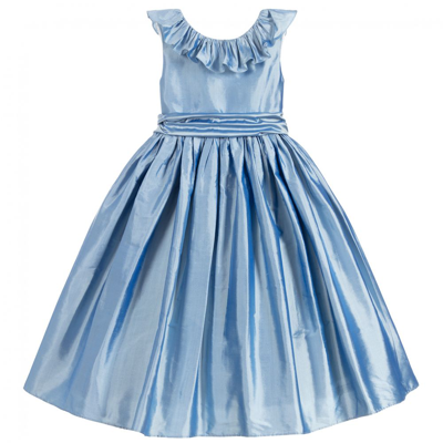 Nicki Macfarlane Kids' Blue Silk Dupion Dress