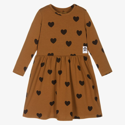 Mini Rodini Babies' Girls Brown Heart Dress