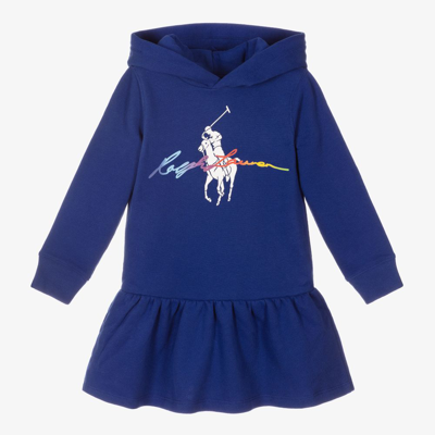 Ralph Lauren Babies' Girls Blue Hooded Logo Dress