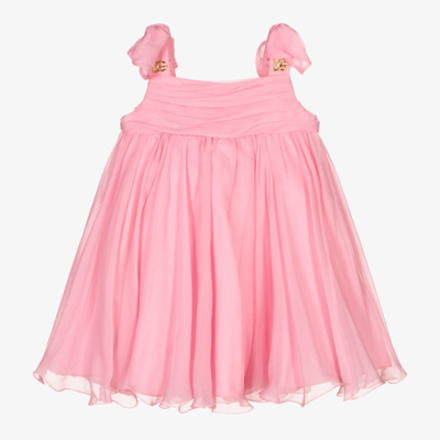 Dolce & Gabbana Babies' Girls Pink Silk Chiffon Dress Set