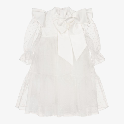 Childrensalon Occasions Kids' Girls White Organza Bow Dress