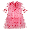 CHILDRENSALON OCCASIONS GIRLS PINK & RED HEARTS TULLE DRESS