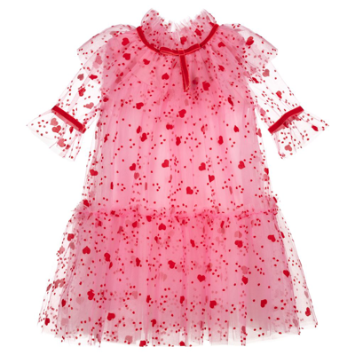 Childrensalon Occasions Kids' Girls Pink & Red Hearts Tulle Dress