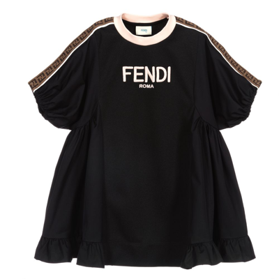 Fendi Babies' Girls Black Ff Logo Dress