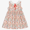 ARTESANIA GRANLEI GIRLS RED FLORAL COTTON DRESS