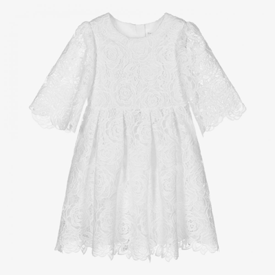 Charabia Babies' Girls White Lace Dress