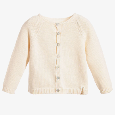 Naturapura Babies' Ivory Cotton Knit Cardigan