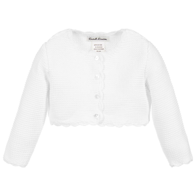 Sarah Louise Babies' Girls White Knitted Cardigan