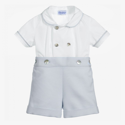 Ancar Babies' Boys Grey & White Cotton Buster Suit