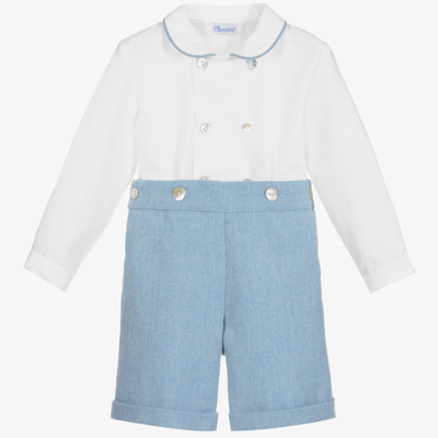 Ancar Babies' Boys Blue & White Cotton Buster Suit
