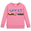 GUCCI GIRLS PINK COTTON SWEATSHIRT