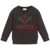 GUCCI BROWN COTTON TENNIS SWEATSHIRT