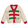 GUCCI GIRLS IVORY CABLE KNIT WOOL CARDIGAN
