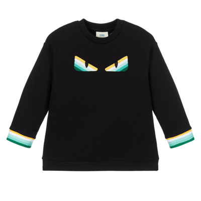 Fendi Babies' Black Cotton Logo Sweatshirt