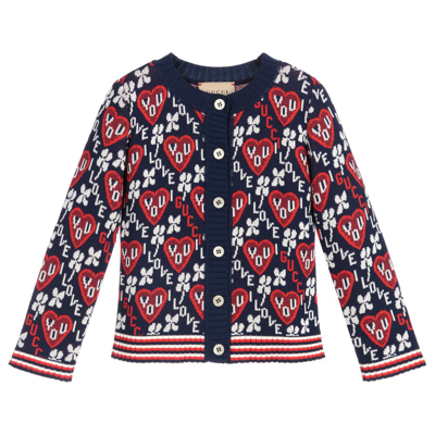 Gucci Girls Blue & Red Baby Cardigan