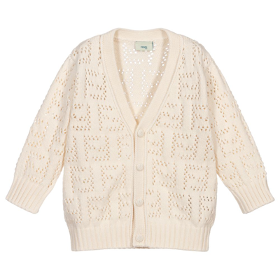 Fendi Baby Ivory Knitted Ff Cardigan