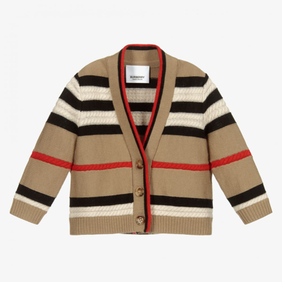 Burberry Babies' Girls Beige Wool & Cashmere Cardigan