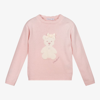Patachou Girls Pink Knitted Teddy Sweater In Pink