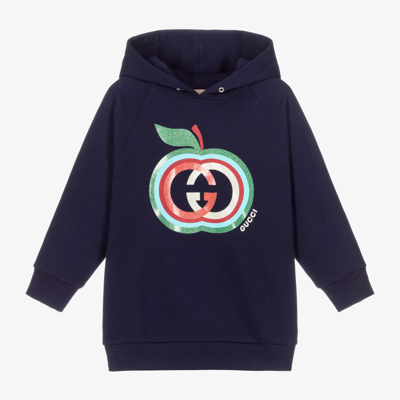 Gucci Kids' Girls G Apple Logo Hoodie In Blue