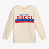 GUCCI IVORY COTTON LOGO SWEATSHIRT