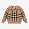 BURBERRY BOYS CHECK CASHMERE KNIT SWEATER