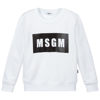 Msgm White Sweatshirt For Kids With White Logo In White