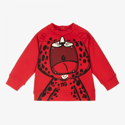 Dolce & Gabbana Babies' Boys Red Leopard Cotton Sweatshirt