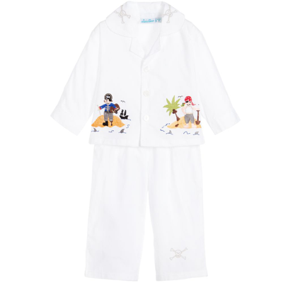 Mini Lunn Kids' Boys White Cotton Pyjamas