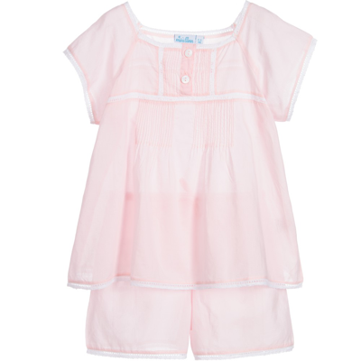 Mini Lunn Kids' Girls Pink Cotton Shorts Pyjamas
