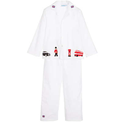 Mini Lunn Kids' Boys White Cotton Pyjamas