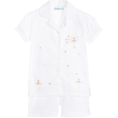 Mini Lunn Kids' Girls White Cotton Ballerina Pyjamas