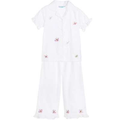 Mini Lunn Kids' Girls White Cotton Butterfly Pyjamas