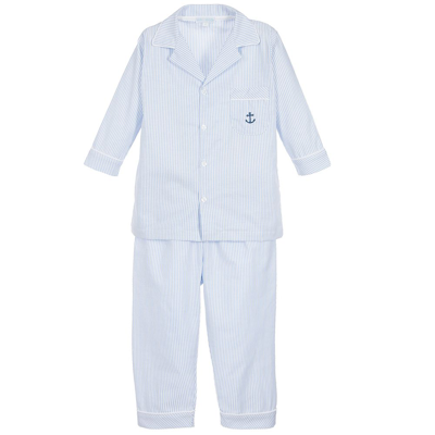 Mini-la-mode Babies' Boys Blue Striped Cotton Pyjamas