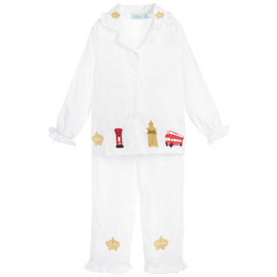 Mini Lunn Kids' Girls White London Pyjamas