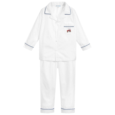 Mini-la-mode Babies' Boys White Pima Cotton Pyjamas