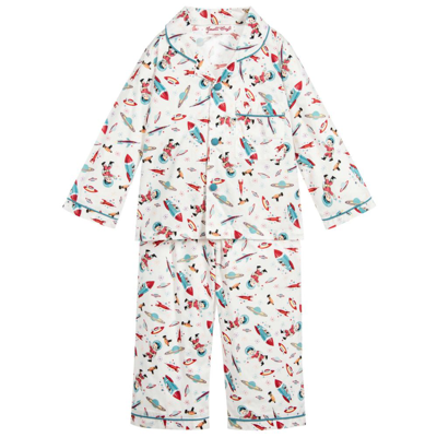 Powell Craft Kids' Boys White Cotton Pyjamas