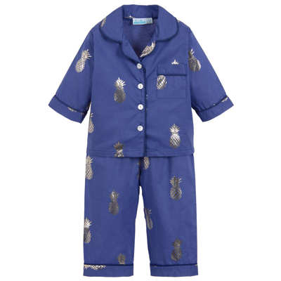 Mini Lunn Kids' Girls Blue Cotton Pyjamas