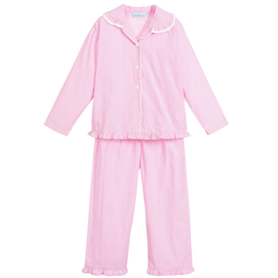 Mini Lunn Kids' Girls Pink & White Striped Cotton Pyjamas