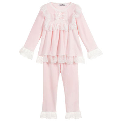 Beau Kid Girls Pink Velour Pyjamas