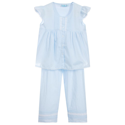 Mini Lunn Kids' Girls Pale Blue Cotton Pyjamas