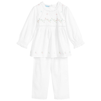 Mini Lunn Kids' Girls Embroidered Cotton Pyjamas