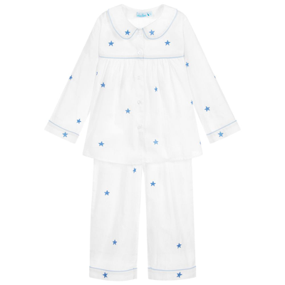 Mini Lunn Kids' Girls White Cotton Star Pyjamas