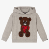 BOY LONDON BOY LONDON GREY COTTON TEDDY LOGO HOODIE